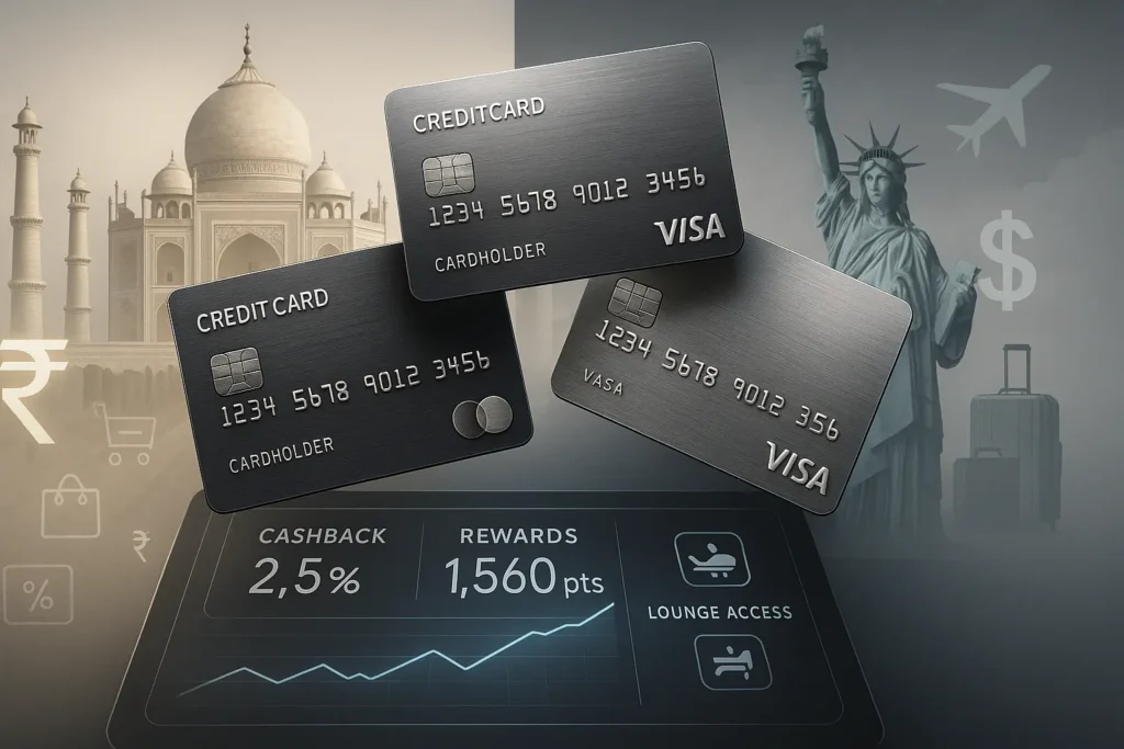 Best credit cards for cashback and rewards 2025 compared by benefits, annual fees, and eligibility in India and USA