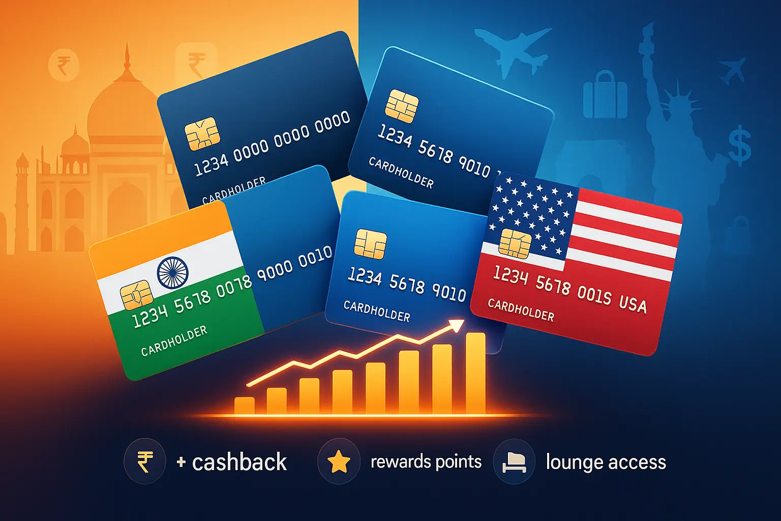 Best credit cards for cashback and rewards 2025 in India and USA with travel perks, lounge access, and shopping benefits