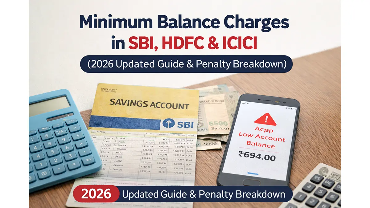 Minimum balance charges in India 2026 comparison of SBI HDFC ICICI banks